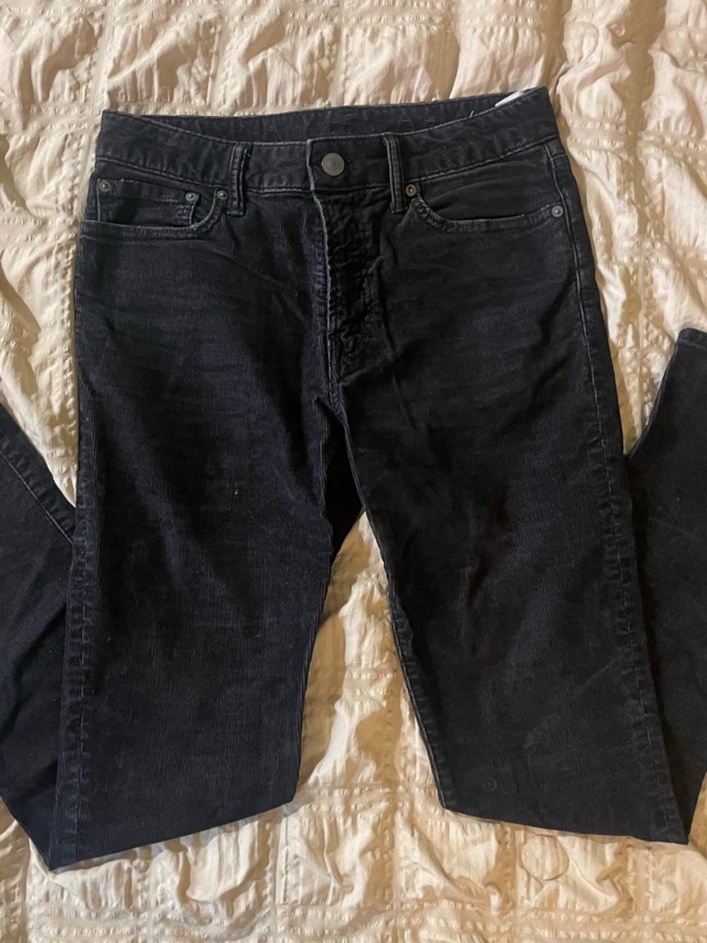 American Eagle Outfitters Black Corduroy Straight-Leg Pants